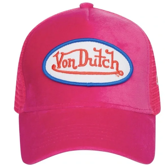 NWT — Von Dutch — Hot Pink Crush Velvet Trucker Hat — OS Hot Pink Crush Velvet Trucker Hat | Von Dutch main image 4
